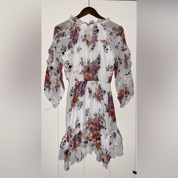 Basil & Lola Chiffon‎ Coquette Milkmaid Sheer Floral Mini Dress Fairycore Size M - Picture 5 of 7